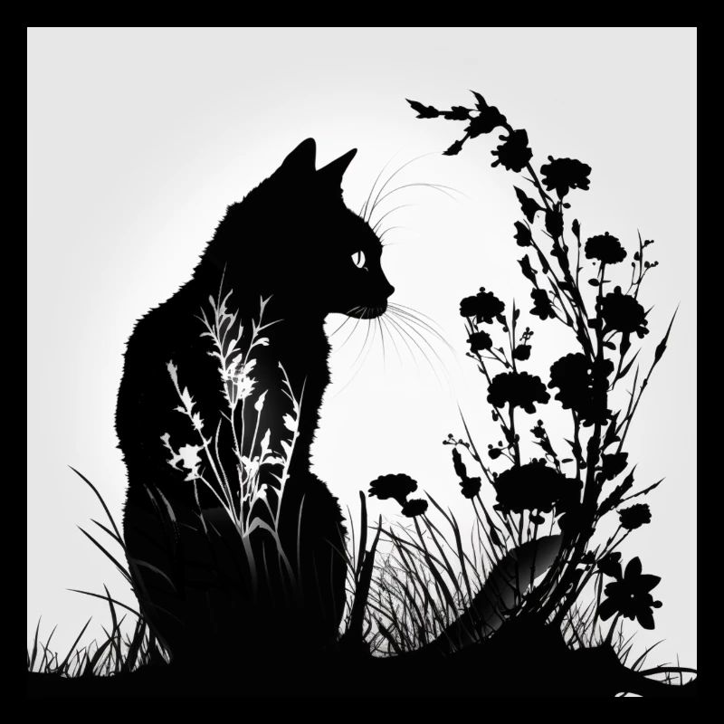 Silhouette Katze im Gras