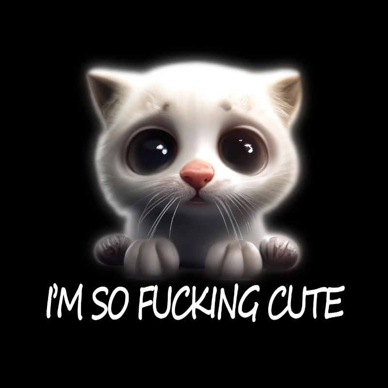 Super cute kitten with funny, cheeky saying.