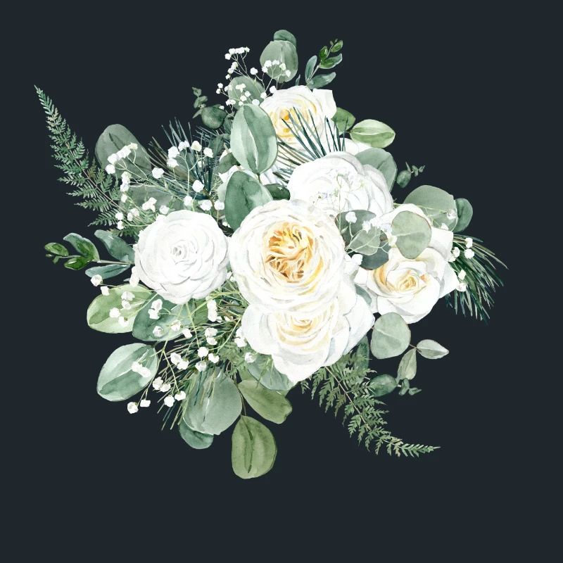 Fleurs aquarelles blanches