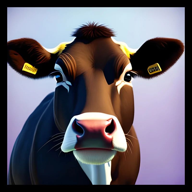 Brown Cow On Colorful Background