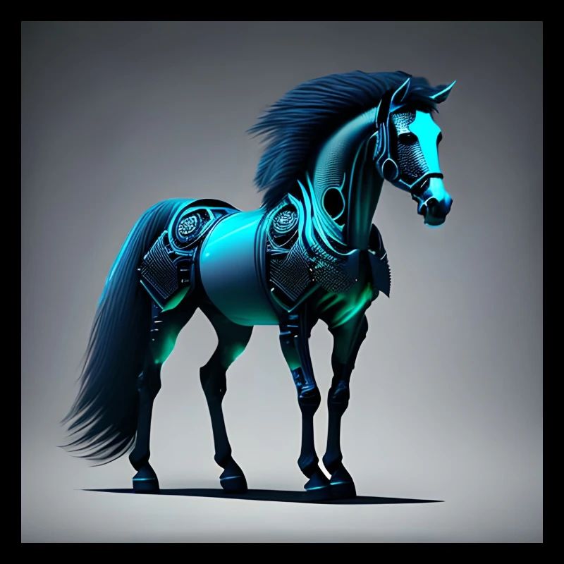 Blaues Cyborg-Pferd
