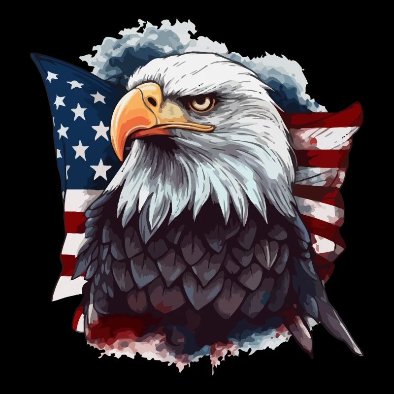 Pygargue à tête blanche américain avec drapeau des États-Unis