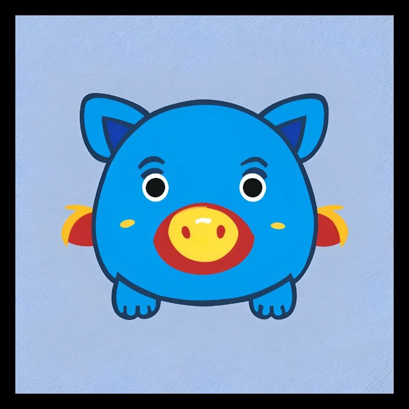 Little cute blue pig