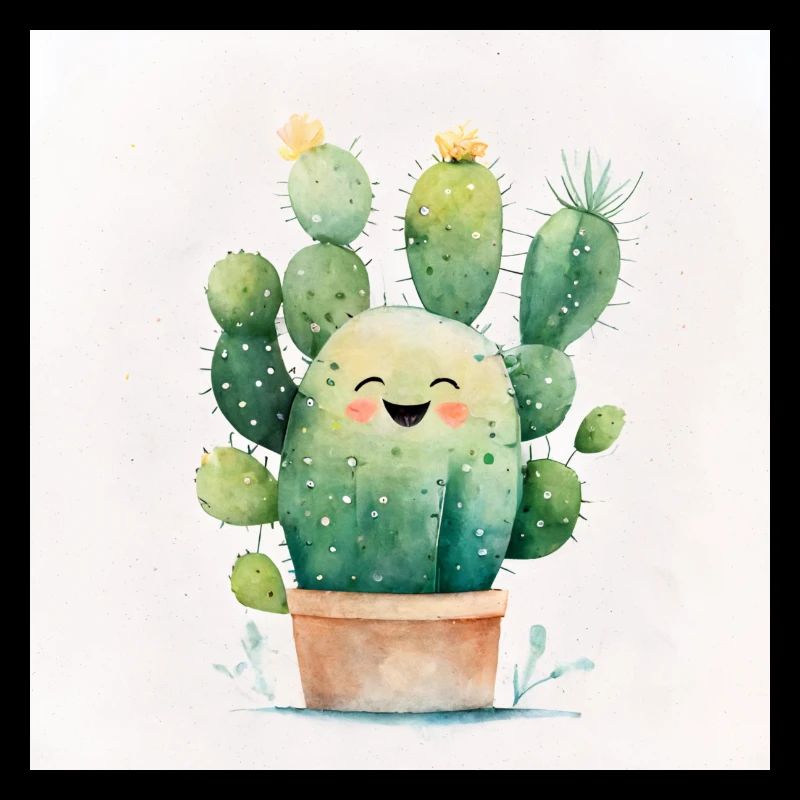 Happy Cactus Aquarelle