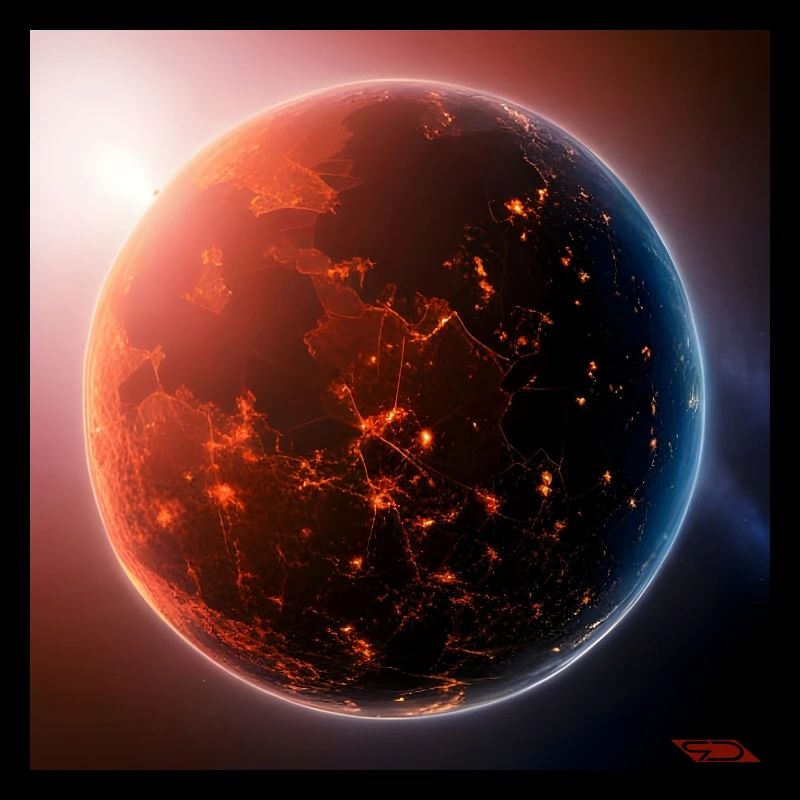 Le monde la nuit avec le soleil en arrière-plan 1