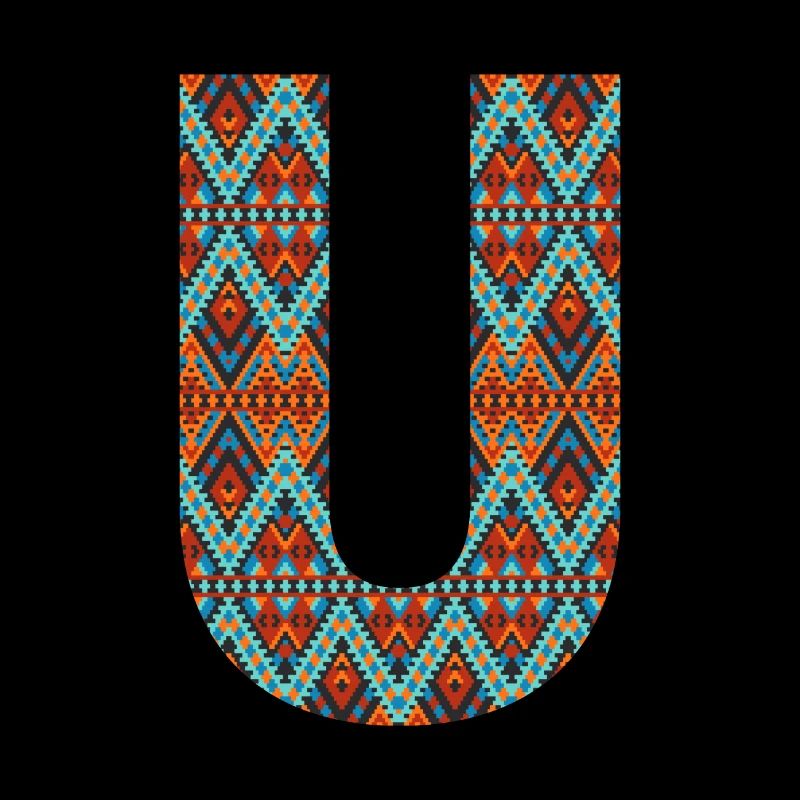 Letter U- boho design, Colorful monogram