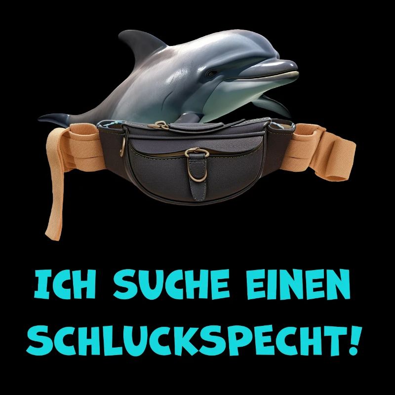 Delfin in Bauchtasche sucht einen Schluckspecht!