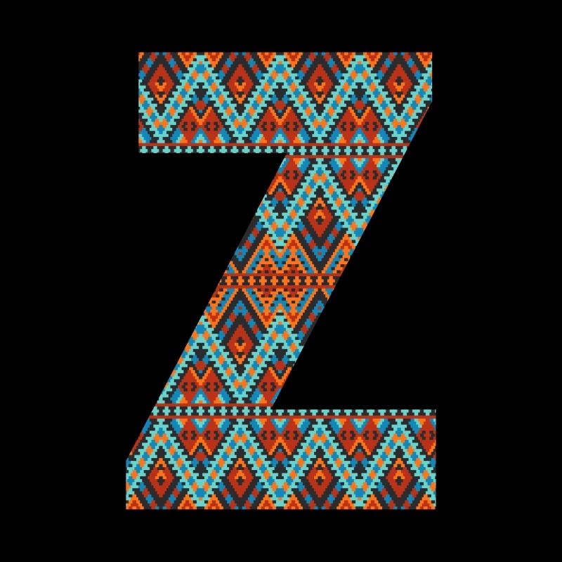 Lettre Z- design boho, monogramme coloré