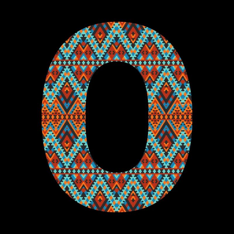 Buchstabe O- Boho-Design, buntes Monogramm