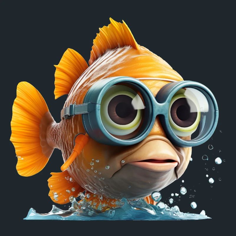 Drôle de poisson avec des lunettes de plongée