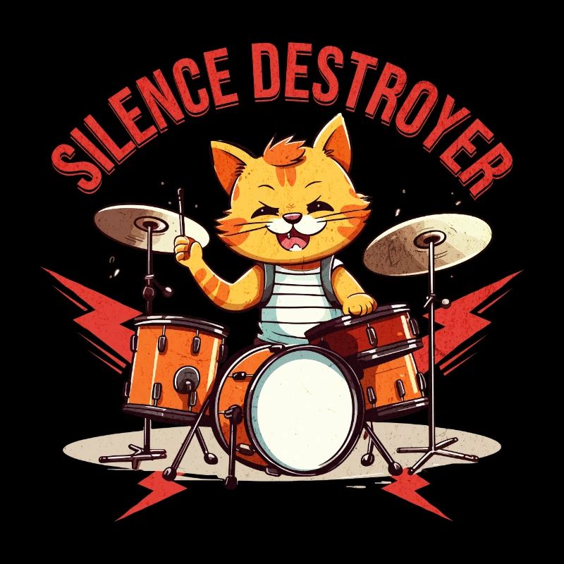 Drums Drums Silence Destroyer Cat Funny