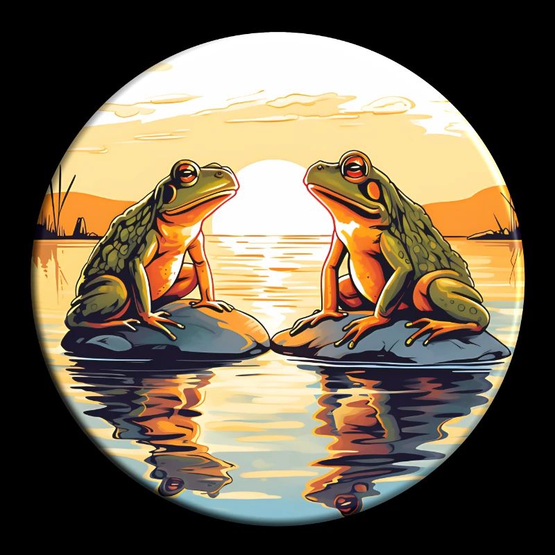 Two frogs enjoying the sunset