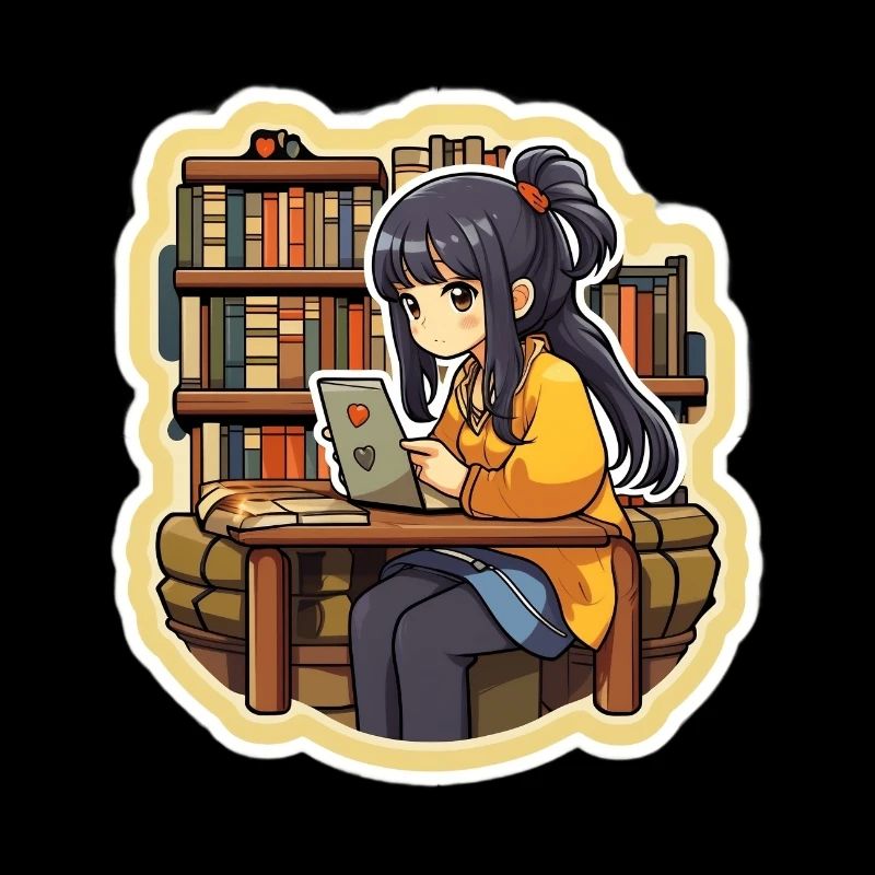 Anime girl studying