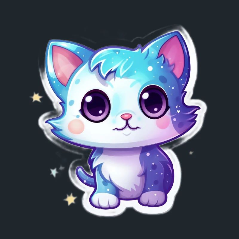 Mignon chat de dessin animé flottant dans l’espace