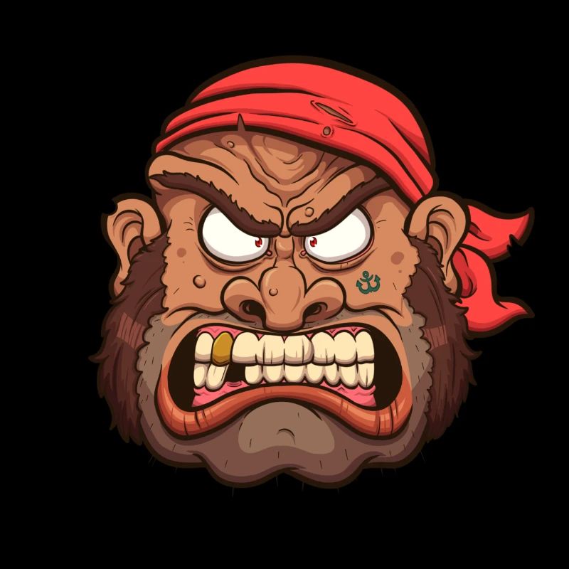 Visage de pirate de dessin animé en colère