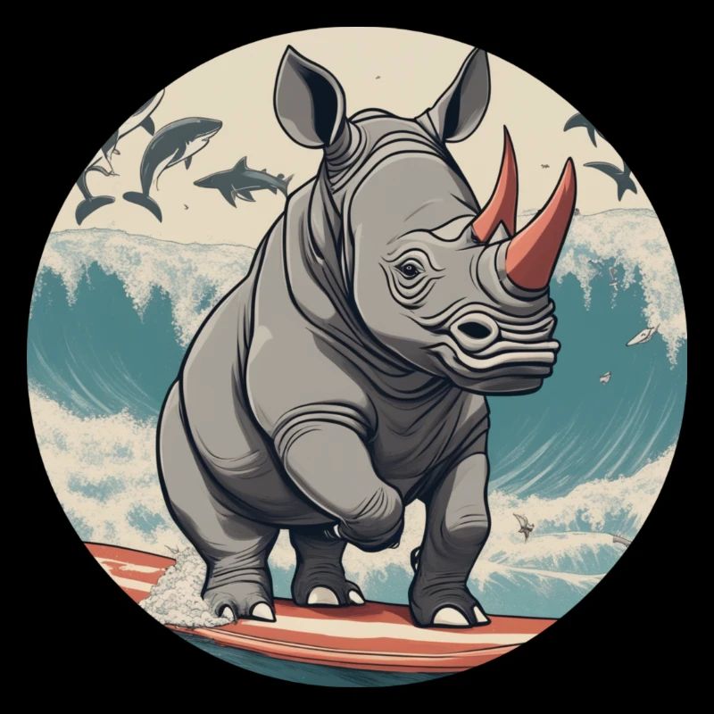 Nashorn am Surfen