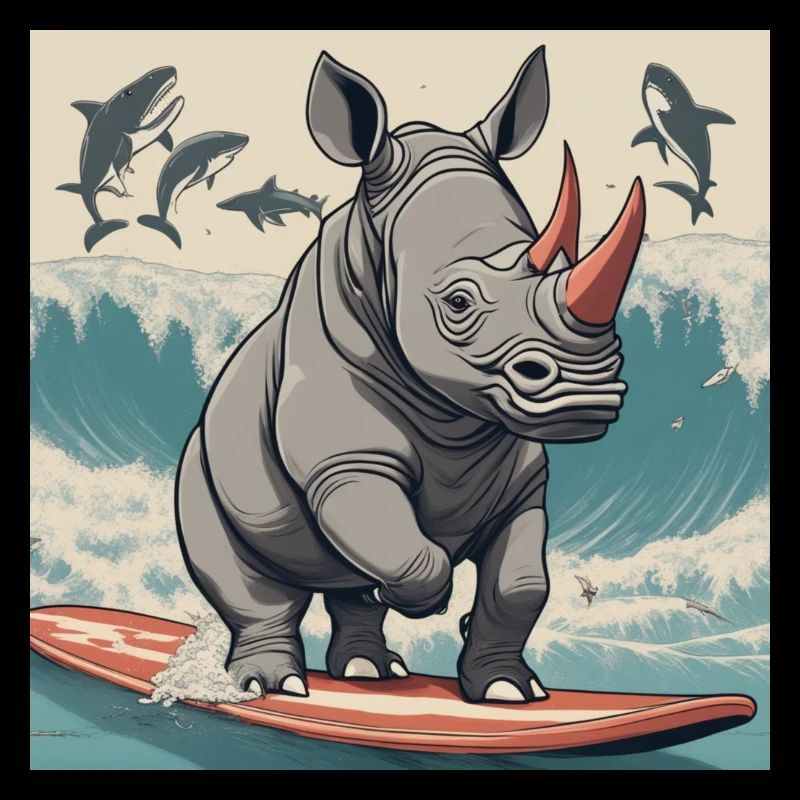 Rhino on a board