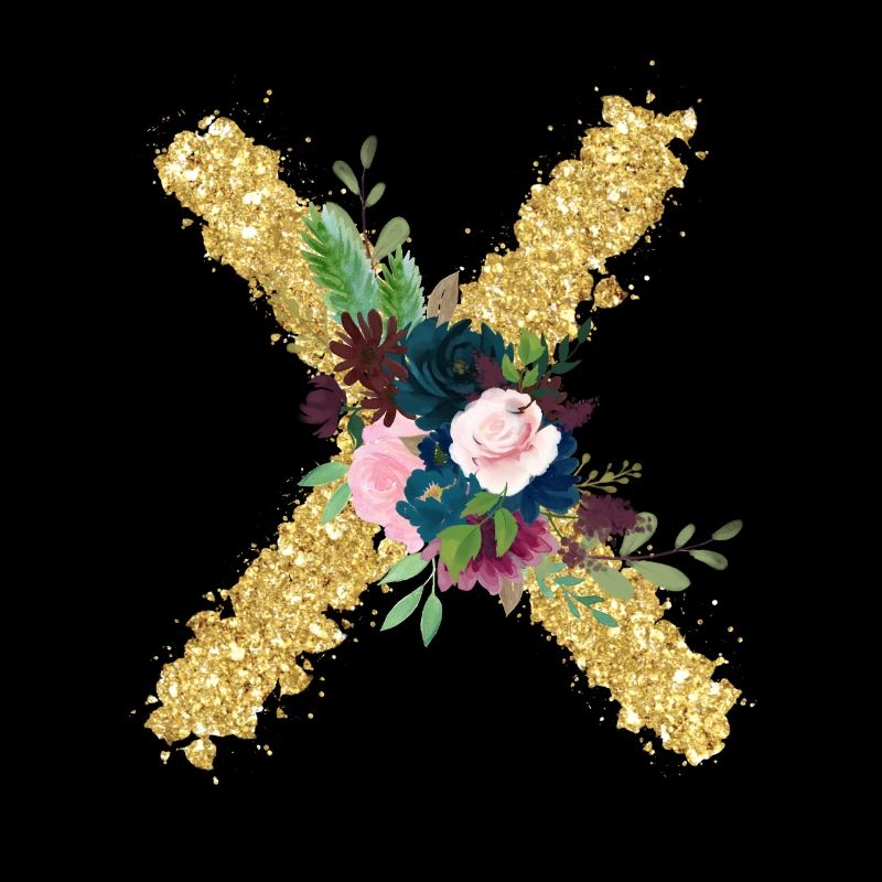Buchstabe x florales Gold