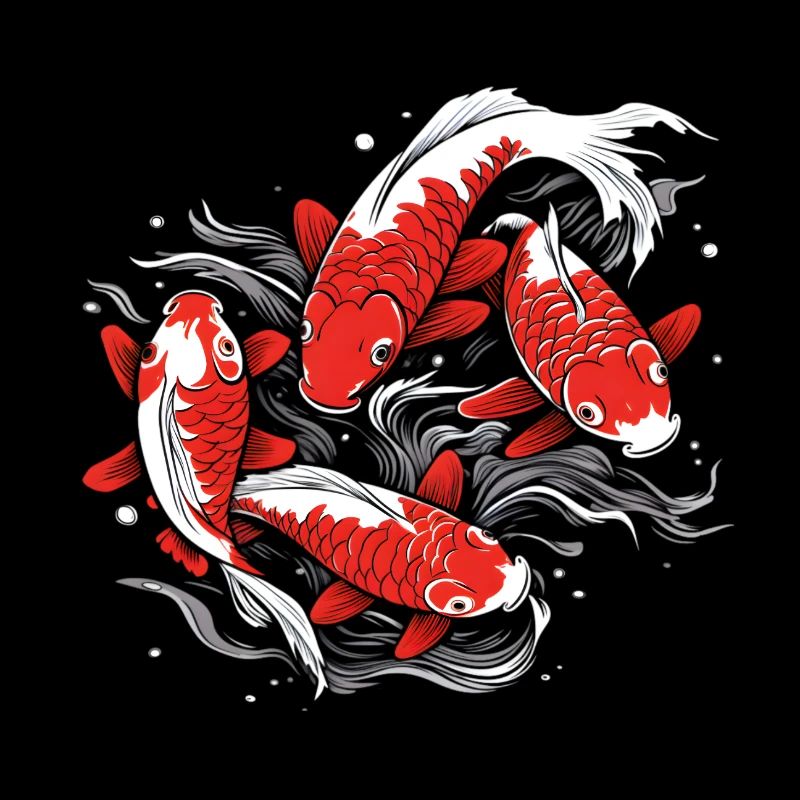 Un banc de poissons koï japonais