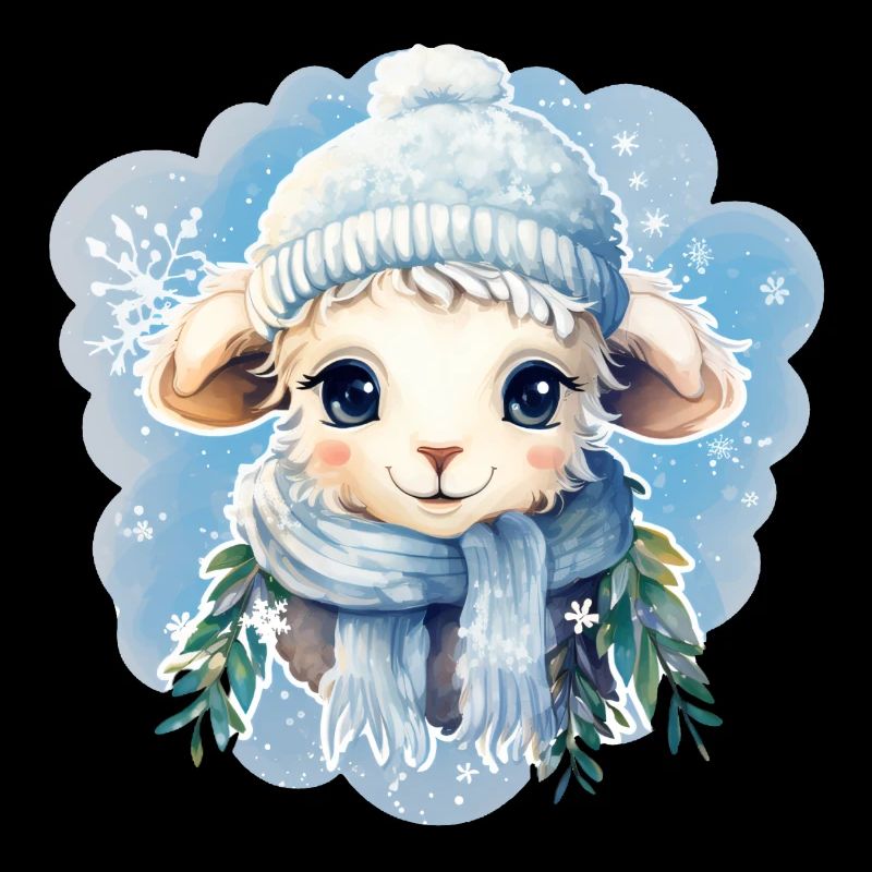 niedliches Schaf in winterlicher Landschaft