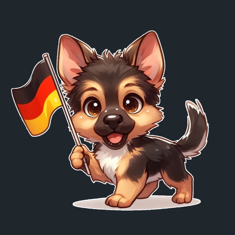 Cute German Shepherd with Germany Flag