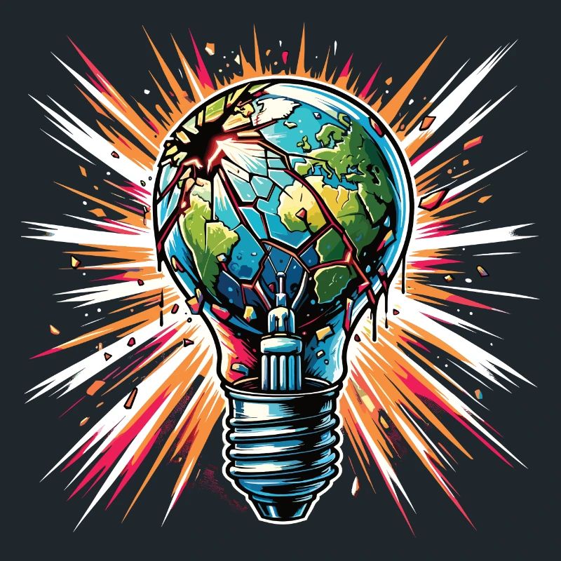 Global Warming Burning Earth in the Light Bulb