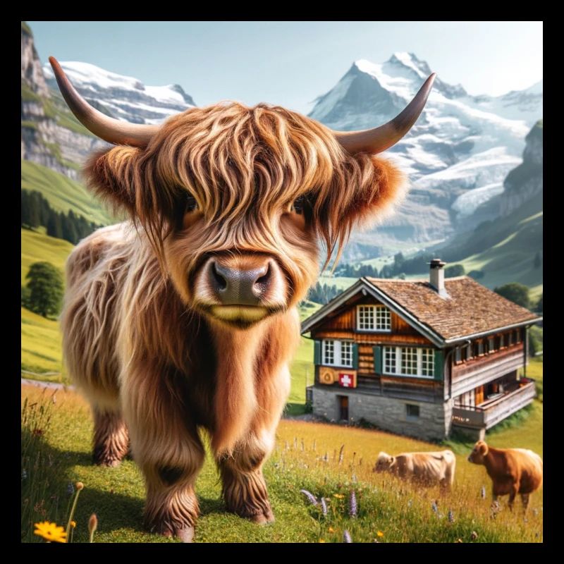 Vache Highland à longue fourrure hirsute