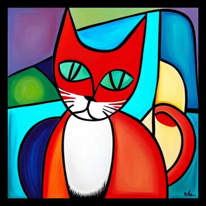Visage de chat abstrait sur t-shirt