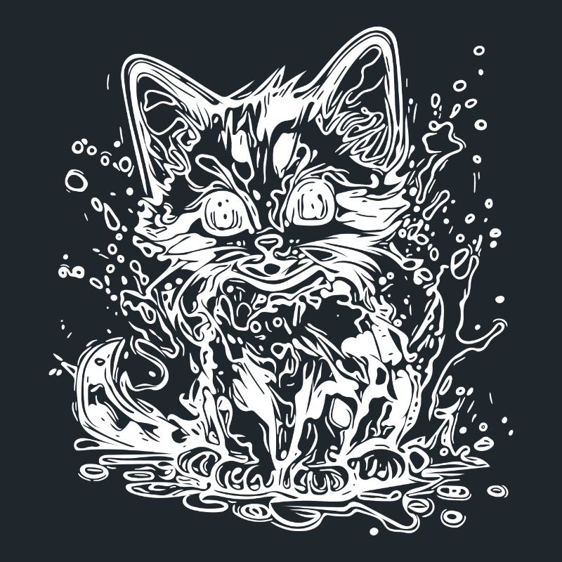 Chat câlin mignon dans le style de tatouage graffiti