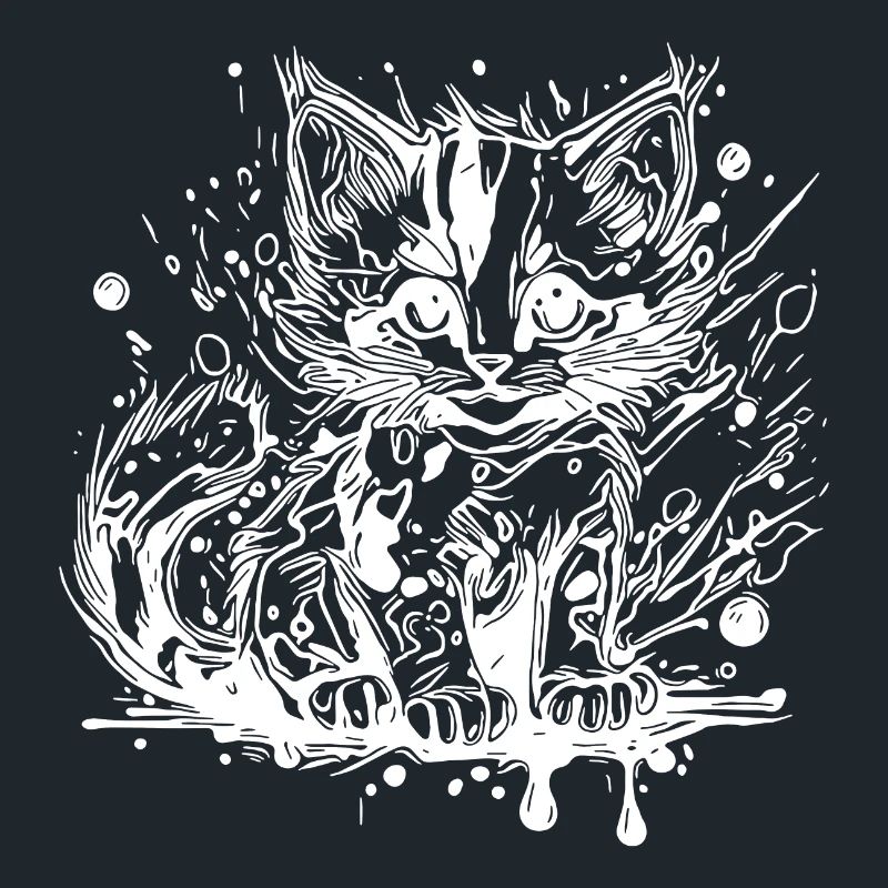Mignon petit chat domestique dans le style graffiti