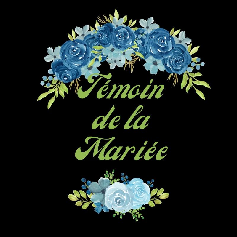 témoin de la mariée fleurs bleus -tshirt assorti
