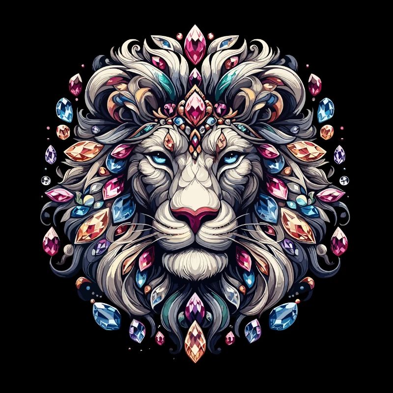 Lion's Majesty Digitale Kunst mit kostbarem Edelstein