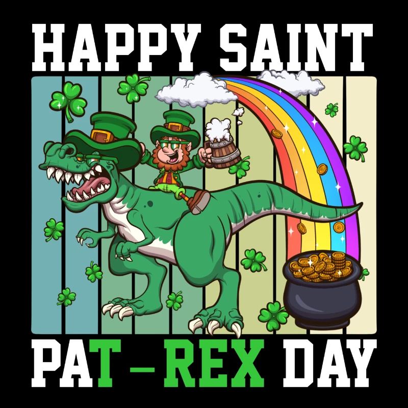Glücklicher St. Pat-Rex-Tag Kobold mit T-Rex
