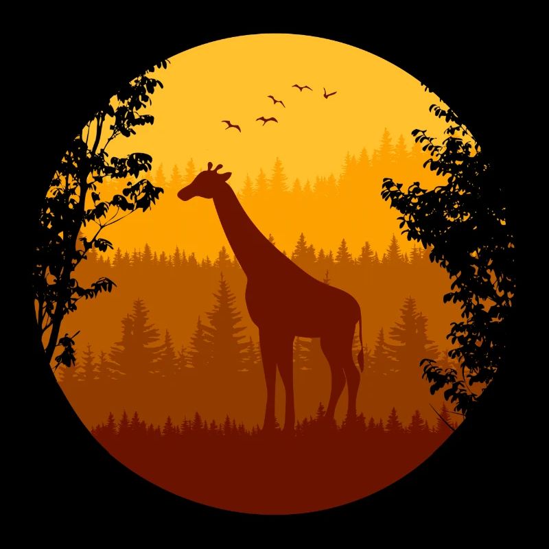 Forêt d’automne et girafe