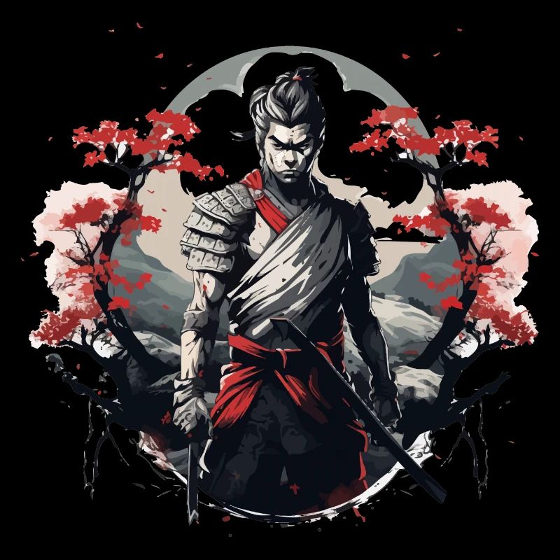 Samurai Japan Kirschbaum Landschaft