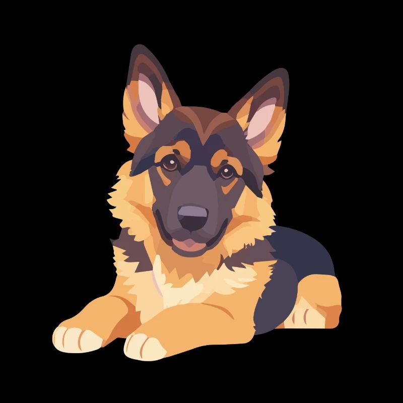German Shepherd Lying Puppy Big Eyes