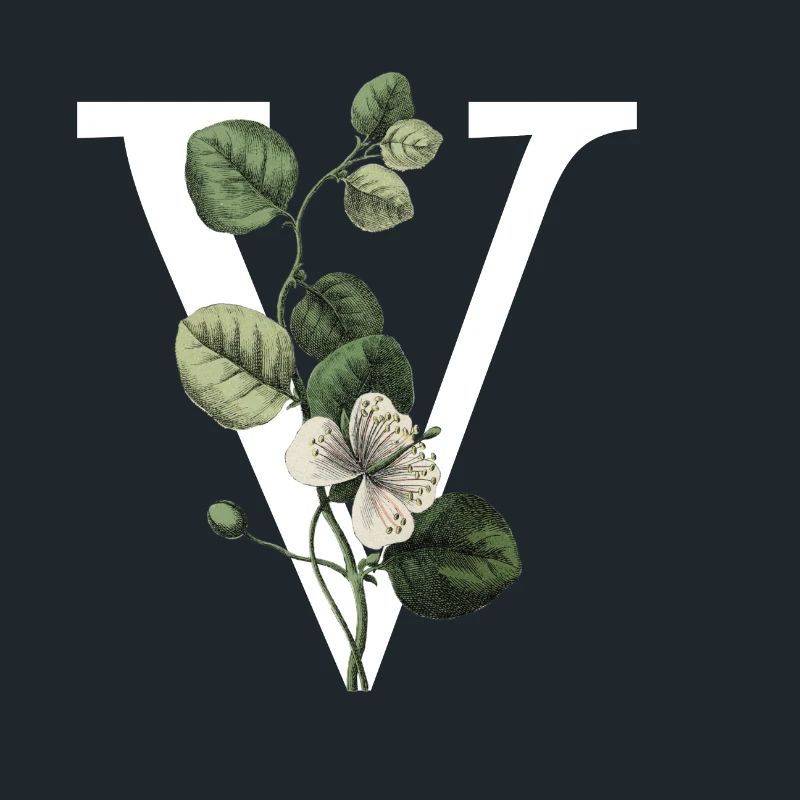 Grüner botanischer Buchstabe V