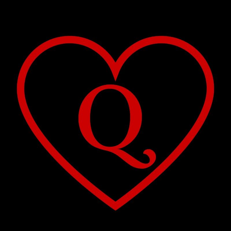 Buchstabe q rotes Herz