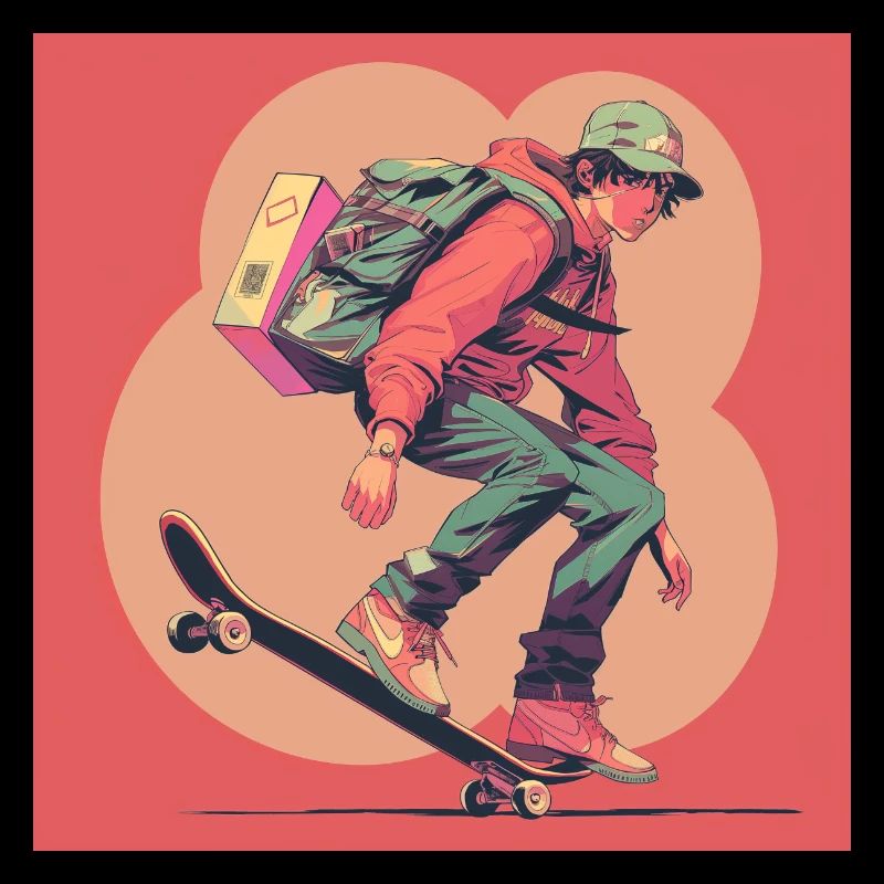 Années 80 Anime Guy Calmant Impression de mode de haute qualité