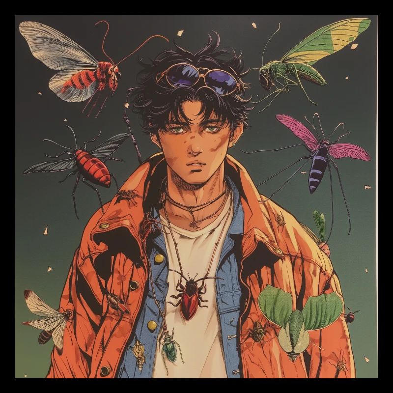 Années 80 Anime Guy Calmant Impression de mode de haute qualité