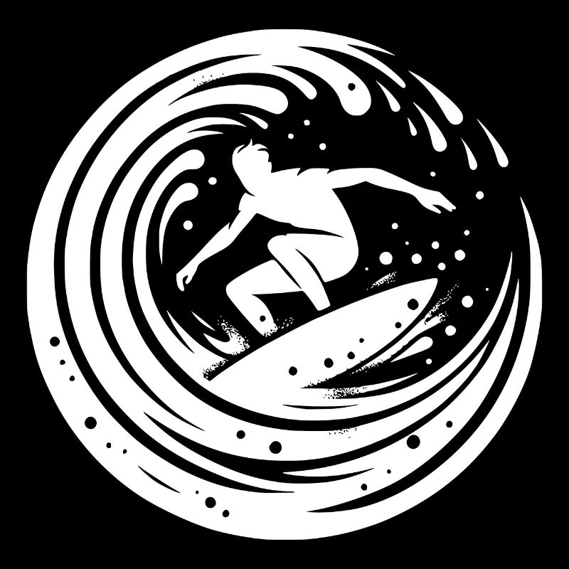 Sportlicher Surfer der in der Welle surft