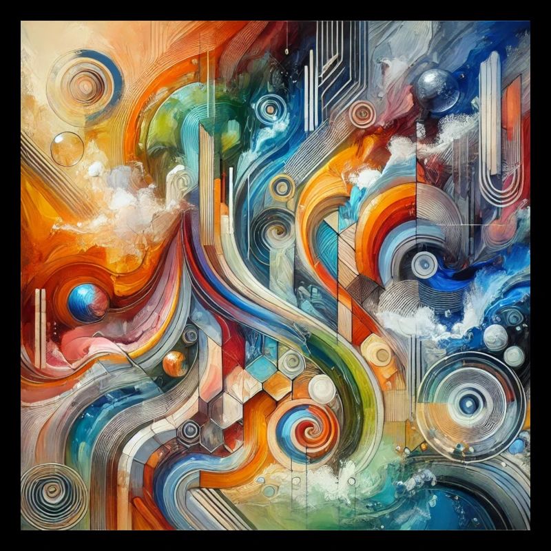 Lebhafter Fluss - Abstraktes Gemälde