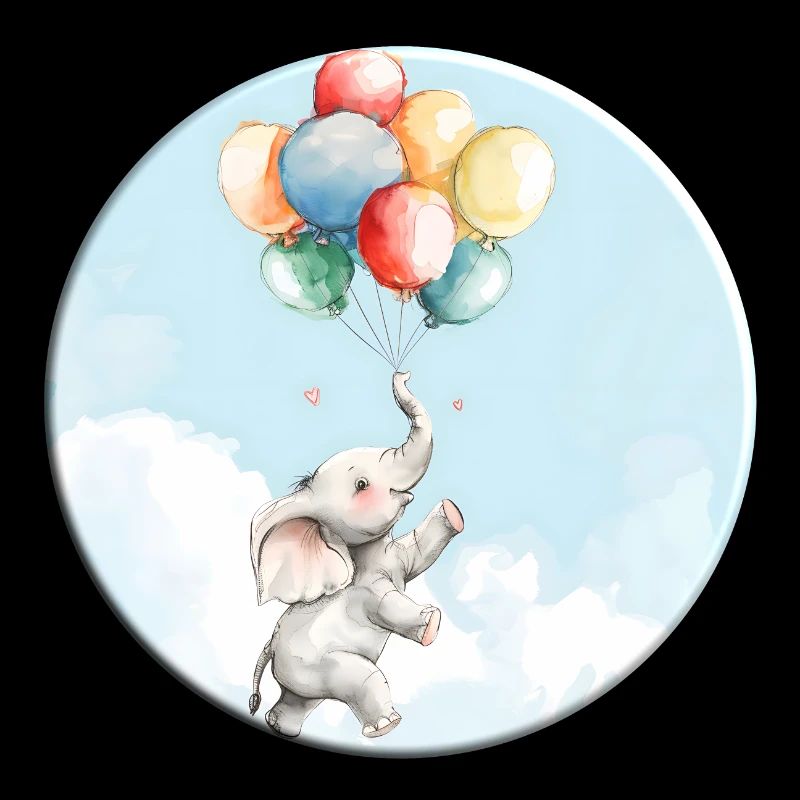 Elefant mit Bunten Luftballons als Glücksbringer