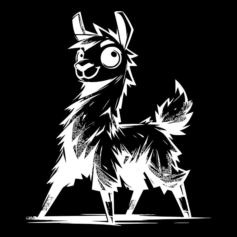 Kids Llama Pencil Sketch Style