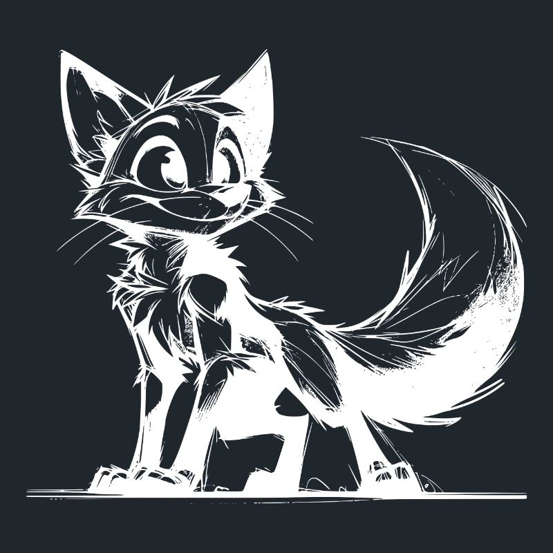 Smiling cunning fox stroke Drawing