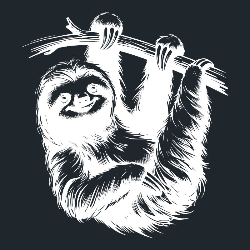 Cute Sloth Tree Pencil Drawing