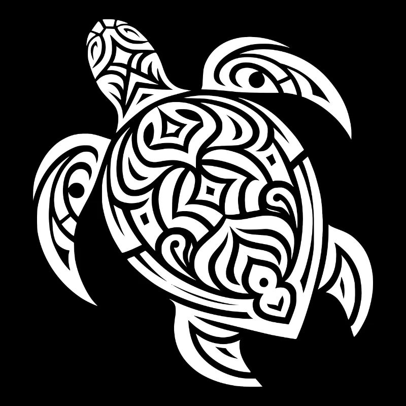 Cute Water Turtle Tribal Tattoo Style