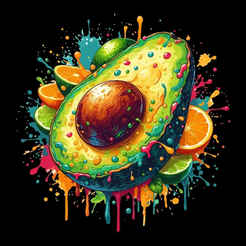 Avocado and citrus pouring paint