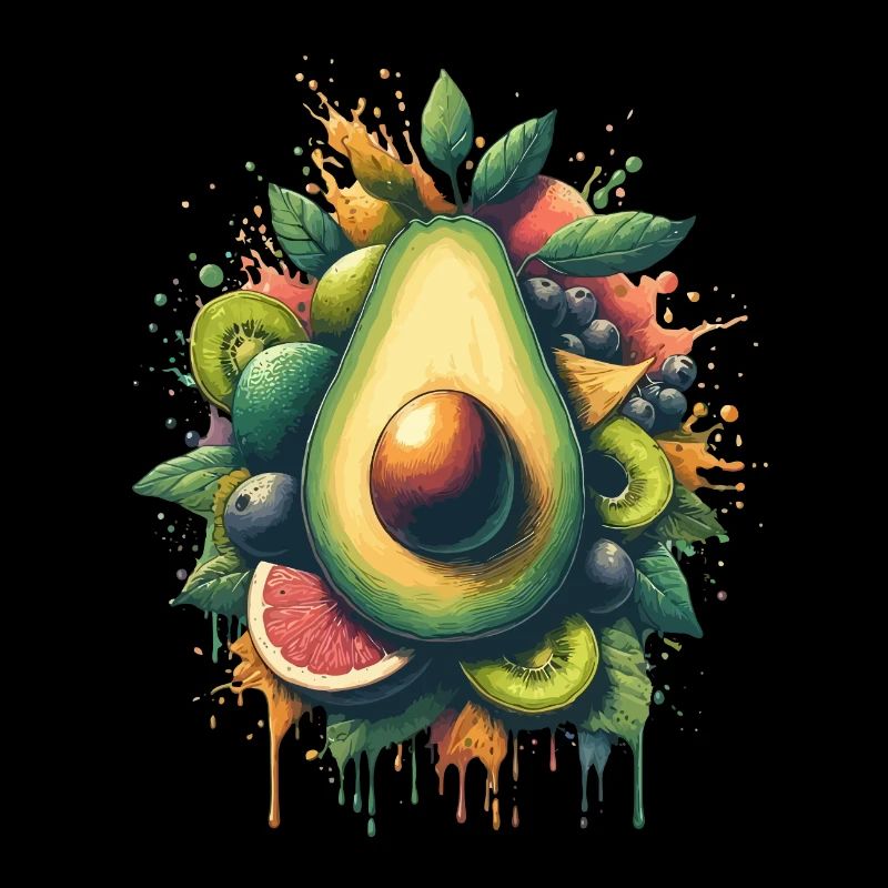 Avocado Fruit Painting Flowing Paint