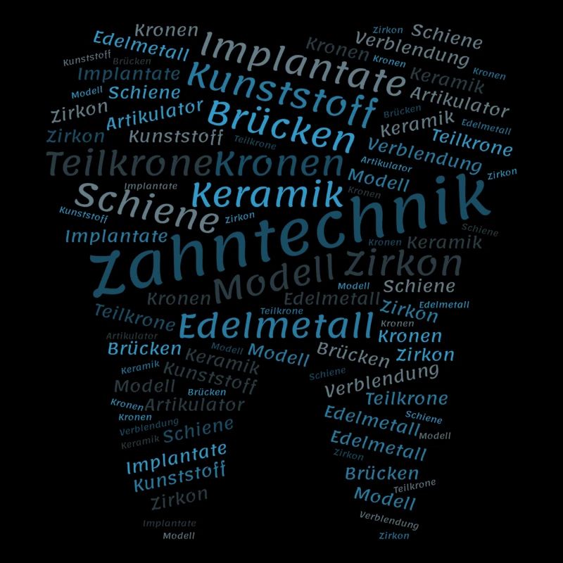 Technologie dentaire Wordcloud blue